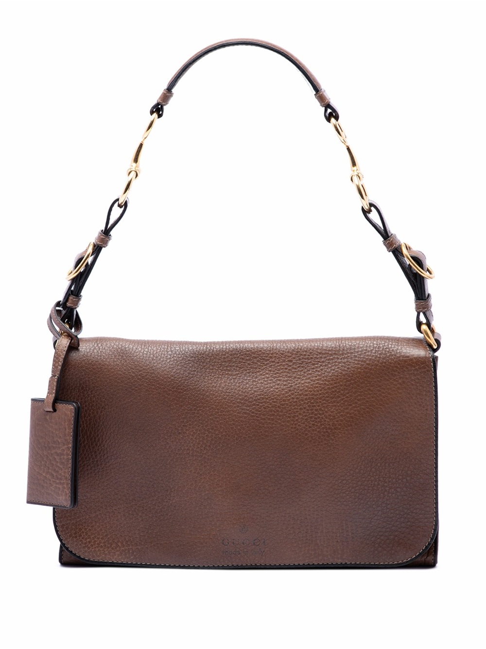 Gucci Grained Calfskin Harness Shoulder Bag Brown Leather (w/ COA)